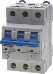 Выключатель автомат СВЕТОЗАР 3 полюса 10 A &quot;B&quot; откл. сп. 6 кА 400 В SV-49053-10-B