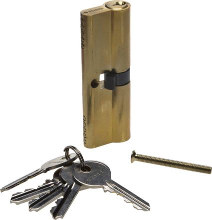 Цилиндровый механизм тип ключ-ключ английский тип ключа 5 шт, длина 90 мм, цвет - латунь ЗУБР МАСТЕР 52101-90-1