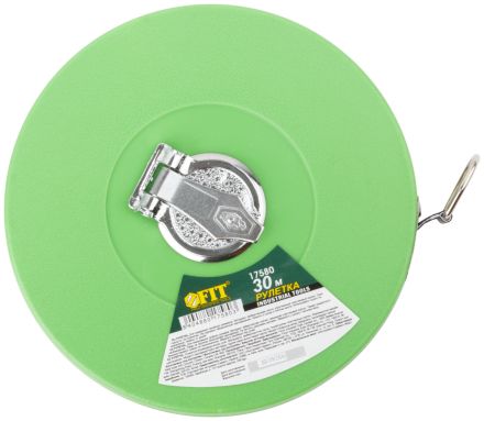 Рулетка, фибергласовая лента, зеленый пластиковый корпус 30 м FIT 17580