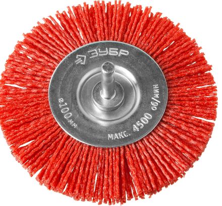 Щетка дисковая для дрели нейлоновая проволока с абразивным покрытием 100 мм ЗУБР ПРОФЕССИОНАЛ 35161-100_z02