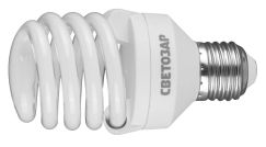 Энергосберегающая лампа СВЕТОЗАР &quot;КОМПАКТ&quot; спираль,цоколь E27(стандарт),Т2,яркий белый свет(4000 К),10000час,20Вт(100) 44454-20_z01