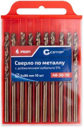 Сверло по металлу кобальтовое Cutop Profi 5х86 мм (10 шт) CUTOP 48-50-10
