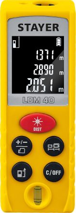 Дальномер лазерный LDM-40 дальность 40 м 5 функций Professional STAYER 34956