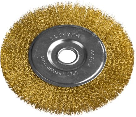 Щетка дисковая для УШМ STAYER PROFESSIONAL проволока 0,3 мм 175мм 22 мм 35122-175
