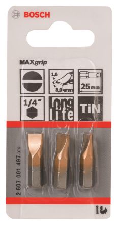 Бита Max Grip 3 шт 25 мм SL 1.6х8.0 BOSCH 2607001497