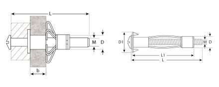 Анкер МОЛЛИ для пустотелых материалов оцинкованный 8 мм x M4 x 38 мм 100 шт ЗУБР 302472-04-038