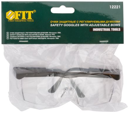 Очки защитные с регулируемыми дужками, прозрачные FIT 12221