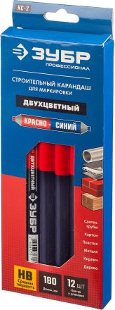 Двухцветный строительный карандаш 180 мм ЗУБР 06310