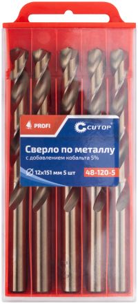 Сверло по металлу кобальтовое Cutop Profi 12х151 мм (5 шт) CUTOP 48-120-5
