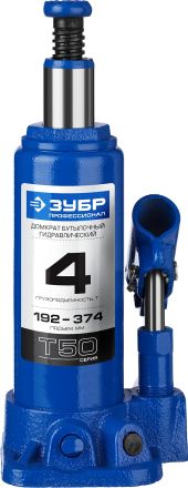 Домкрат гидравлический бутылочный T50 4 т 192-374 мм ЗУБР Профессионал 43060-4_z01