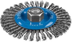 Щетка дисковая для УШМ плетеные пучки стальной проволоки 0,5 х 125 мм х М14 ЗУБР 35192-125_z02