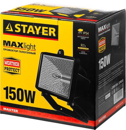 Прожектор галогенный STAYER MASTER MAXLight черный 150 Вт 57101-B