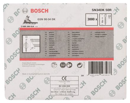Гвозди 3000 шт для GSN 90-34 DK SN34DK 50R BOSCH 2608200014