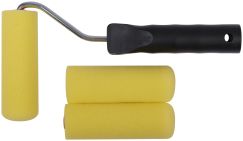 Валик поролоновый желтый с ручкой &quot;мини&quot; 100 мм + 2 сменных ролика FIT 02831