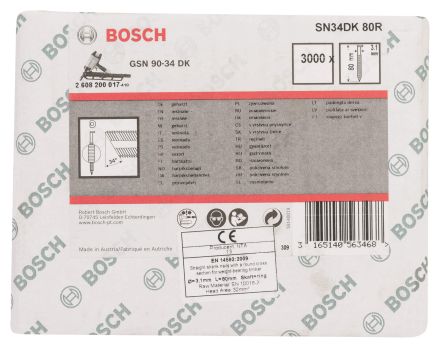 Гвозди 3000 шт для GSN 90-34 DK SN34DK 80R BOSCH 2608200017