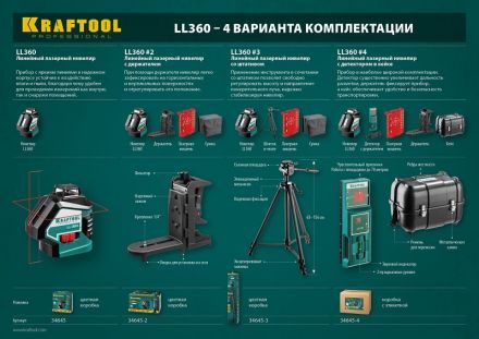 Нивелир лазерный LL360 360 градусов + держатель сумка KRAFTOOL 34645-2