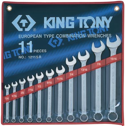 Набор комбинированных ключей 1/4&quot;-15/16&quot; 11 предметов KING TONY 1211SR