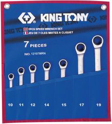 Набор комбинированных трещоточных ключей 10-19 мм 7 предметов KING TONY 12107MRN