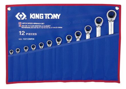 Набор комбинированных трещоточных ключей 8-24 мм 12 предметов KING TONY 12212MRN