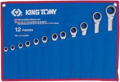Набор комбинированных трещоточных ключей 8-24 мм 12 предметов KING TONY 12112MRN