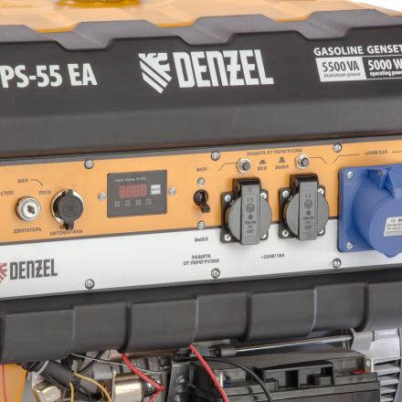 Генератор бензиновый PS 55 EA 5.5 кВт 230 В 25 л электростартер DENZEL 946874