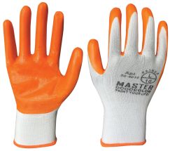 Перчатки белые полиэстер с обивкой из нитрила ( кислото-щелочно стойкие водоотталкивающие ) MASTER COLOR 30-4010