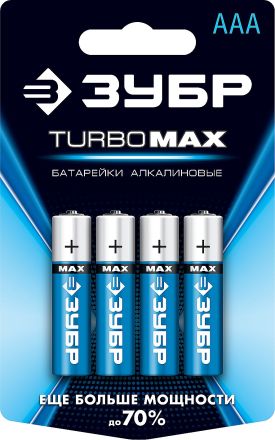 Щелочная батарейка 1.5 В тип ААА 4 шт Turbo-MAX ЗУБР 59203-4C_z01