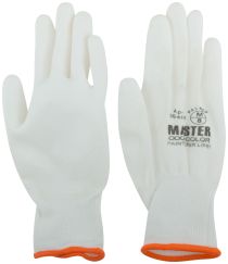 Перчатки белые полиэстер с обливкой из полиуретана водоотталкивающие М MASTER COLOR 30-4021