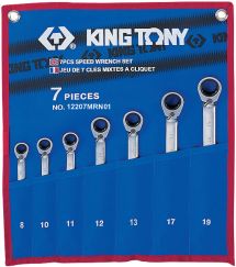 Набор комбинированных трещоточных ключей 8-19 мм 7 предметов KING TONY 12207MRN01