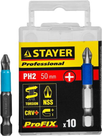 Набор бит STAYER PROFESSIONAL ProFix PH2 1/4&quot; 50 мм 10 шт 26203-2-50-10_z01