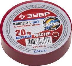 Изолента ЗУБР МАСТЕР красная ПВХ 19 мм х 20м 1234-3_z01