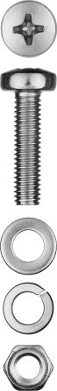 Винт DIN 7985 в комплекте с гайкой шайбой шайбой пружинной М4 20 мм ЗУБР МАСТЕР 303476-04-020