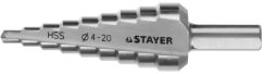 Сверло ступенчатое по сталям и цветным металлам STAYER MASTER HSS 4-20 мм 75 мм 29660-4-20-9