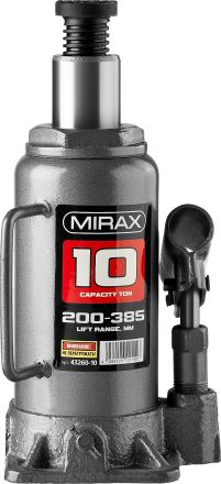 Домкрат гидравлический бутылочный 10 т 200-385 мм MIRAX 43260-10
