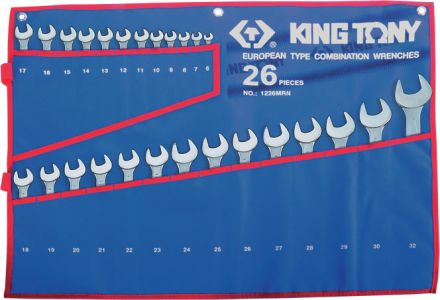 Набор комбинированных ключей 6-32 мм чехол из теторона 26 предметов KING TONY 1226MRN