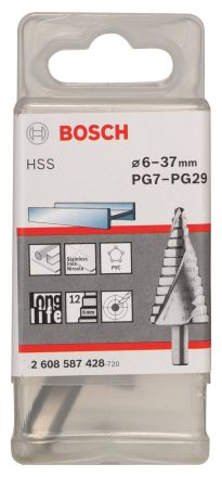 Ступенчатое сверло HSS 6-37 мм (PG7-PG29) BOSCH 2608587428