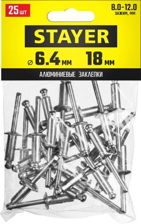 Алюминиевые заклепки Pro-FIX 6.4 х 18 мм 25 шт Professional STAYER 3120-64-18