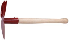 Мотыжка комбинированная с деревянной ручкой, 3 витых зуба, профиль лепесток КУРС 76813