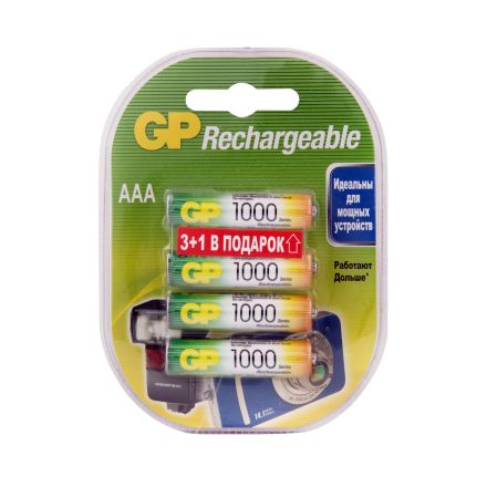 Батарейка-аккумулятор GP 1000 AAA 4 шт 100AAAHC3/1-2CR4