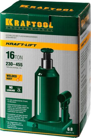 Домкрат гидравлический бутылочный Kraft-Lift 16 т 230-455 мм KRAFTOOL 43462-16_z01