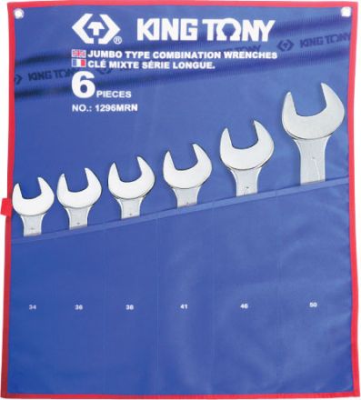 Набор комбинированных ключей 34-50 мм чехол из теторона 6 предметов KING TONY 1296MRN