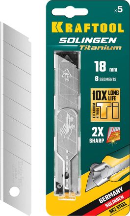 Лезвия сегментированные с покрытием TiN Titanium 18 мм 8 сегментов 5 шт KRAFTOOL 09605-TIN-18-S5_z02