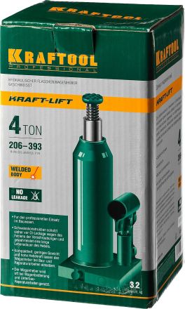 Домкрат гидравлический бутылочный Kraft-Lift 4 т 206-393 мм KRAFTOOL 43462-4_z01
