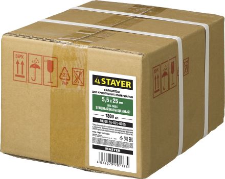Саморезы для кровли по металлу STAYER MASTER RAL 6005 5,5 x 25 мм 1800 шт 30300-55-025-6005