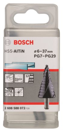 Ступенчатое сверло HSS-AlTiN 6-37 мм (PG7-PG29) BOSCH 2608588072