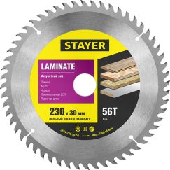Пильный диск по ламинату 230x30, 56Т STAYER MASTER 3684-230-30-56