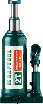 Домкрат гидравлический бутылочный Double Ram 2 т 170-380 мм KRAFTOOL 43463-2