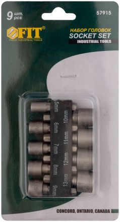 Набор усиленных бит с головкой 5-13 мм 9 шт FIT 57915