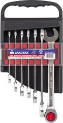 Набор комбинированных трещоточных ключей 8-19 мм 7 предметов МАСТАК 0213-07H