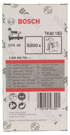 Скобы 5.8/15 мм 5000 шт для GTK 40 TK40 15G BOSCH 2608200700